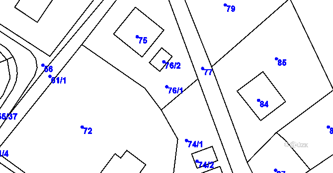 Parcela st. 76/1 v KÚ Tylovice, Katastrální mapa