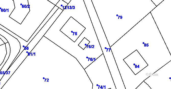 Parcela st. 76/2 v KÚ Tylovice, Katastrální mapa