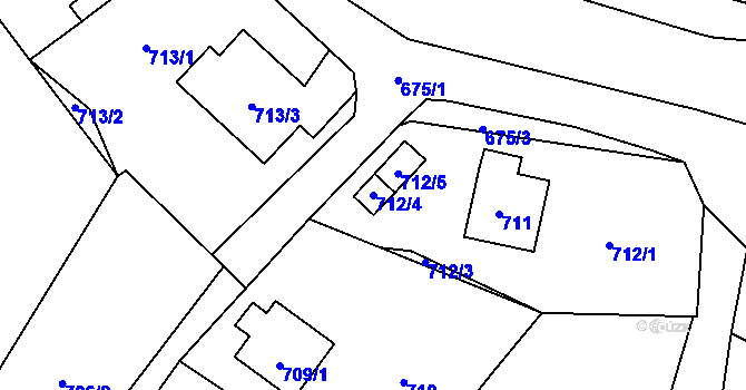 Parcela st. 712/4 v KÚ Tylovice, Katastrální mapa