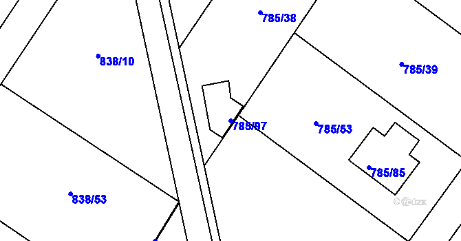 Parcela st. 785/97 v KÚ Tylovice, Katastrální mapa