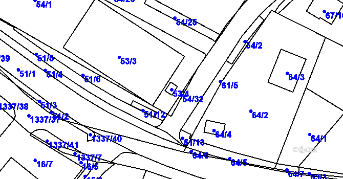 Parcela st. 53/4 v KÚ Tylovice, Katastrální mapa