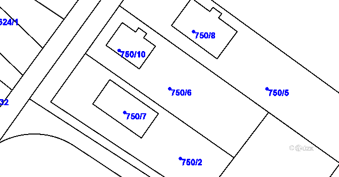 Parcela st. 750/6 v KÚ Tylovice, Katastrální mapa