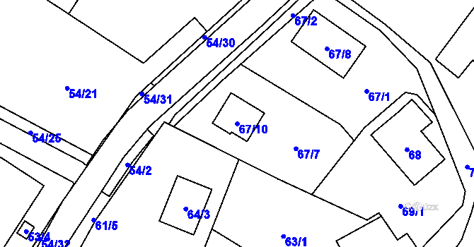 Parcela st. 67/10 v KÚ Tylovice, Katastrální mapa
