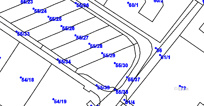 Parcela st. 55/29 v KÚ Tylovice, Katastrální mapa