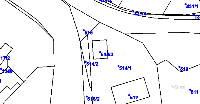 Parcela st. 514/3 v KÚ Tylovice, Katastrální mapa