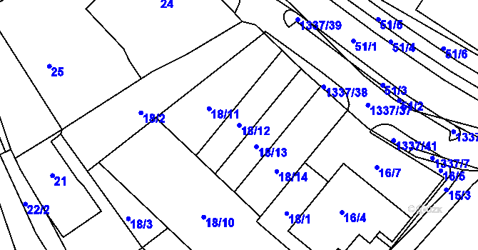 Parcela st. 18/12 v KÚ Tylovice, Katastrální mapa