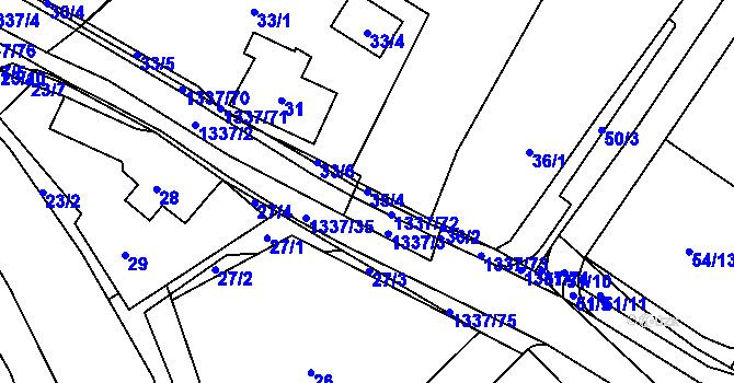 Parcela st. 35/4 v KÚ Tylovice, Katastrální mapa