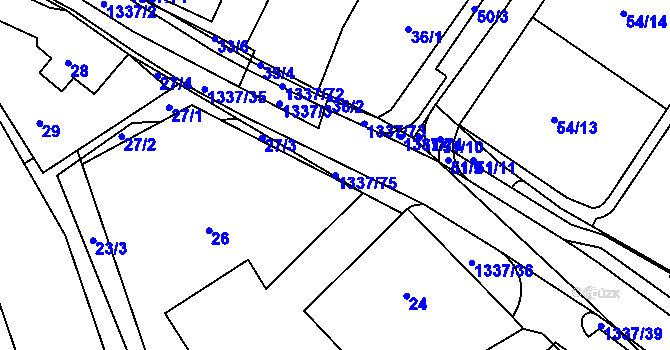 Parcela st. 1337/75 v KÚ Tylovice, Katastrální mapa