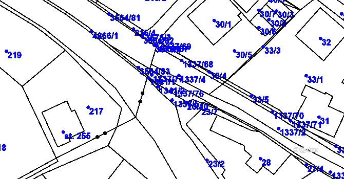 Parcela st. 1337/76 v KÚ Tylovice, Katastrální mapa