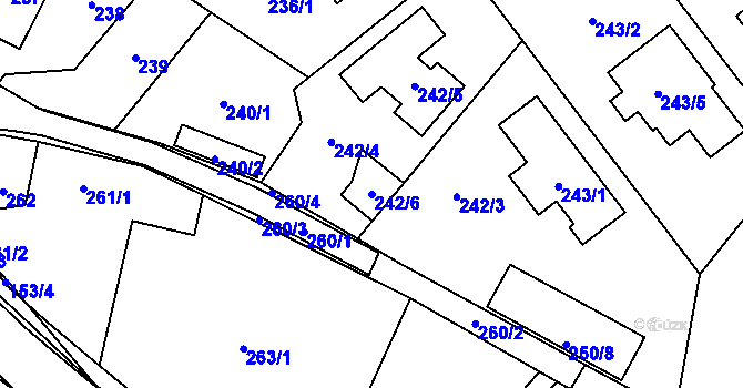 Parcela st. 242/6 v KÚ Tylovice, Katastrální mapa