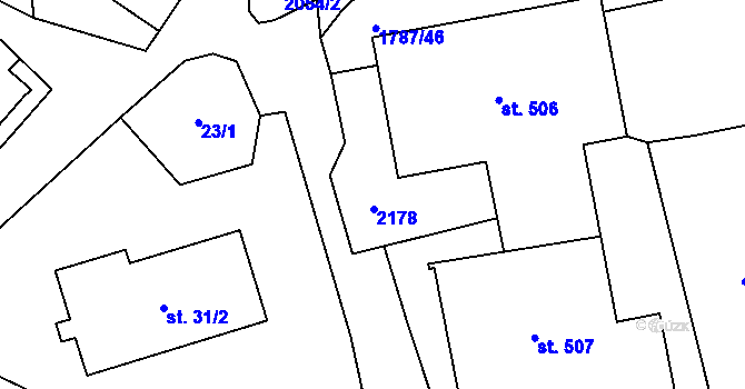 Parcela st. 33/2 v KÚ Ryžoviště, Katastrální mapa