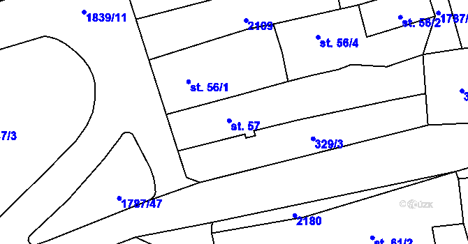 Parcela st. 57 v KÚ Ryžoviště, Katastrální mapa