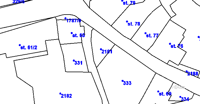 Parcela st. 66/2 v KÚ Ryžoviště, Katastrální mapa