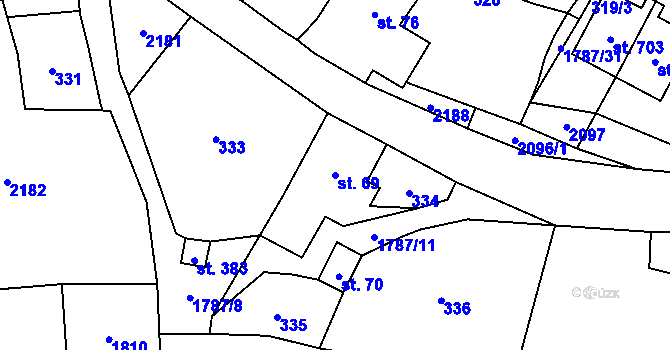 Parcela st. 69 v KÚ Ryžoviště, Katastrální mapa