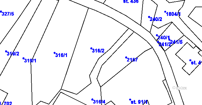 Parcela st. 89 v KÚ Ryžoviště, Katastrální mapa