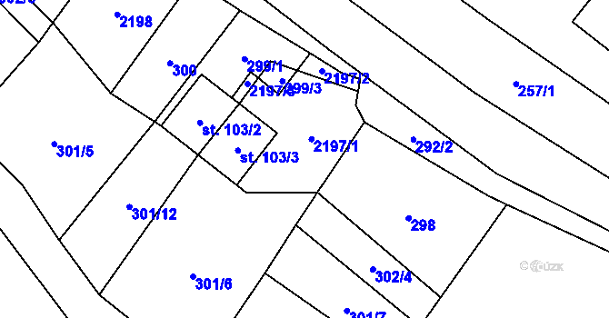 Parcela st. 103/1 v KÚ Ryžoviště, Katastrální mapa