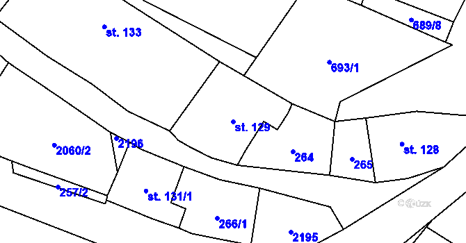 Parcela st. 129 v KÚ Ryžoviště, Katastrální mapa