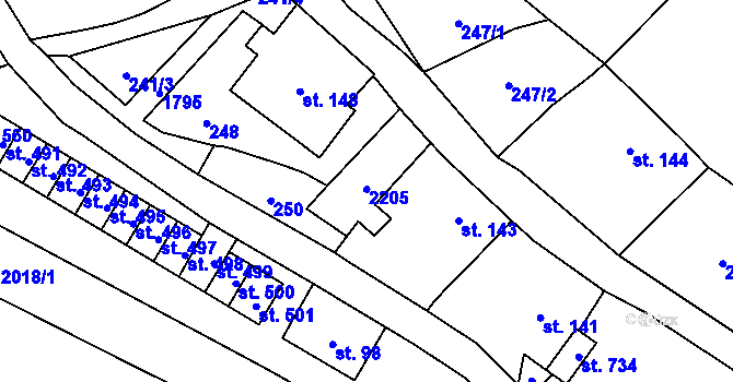 Parcela st. 147 v KÚ Ryžoviště, Katastrální mapa