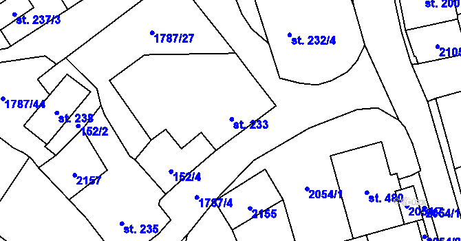 Parcela st. 233 v KÚ Ryžoviště, Katastrální mapa
