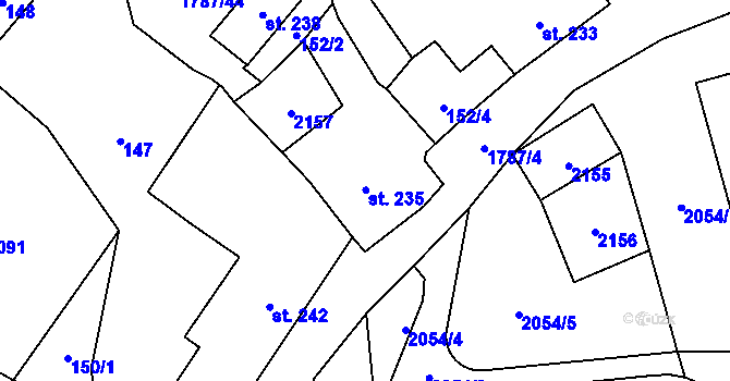 Parcela st. 235 v KÚ Ryžoviště, Katastrální mapa