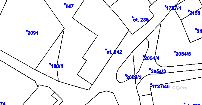 Parcela st. 242 v KÚ Ryžoviště, Katastrální mapa