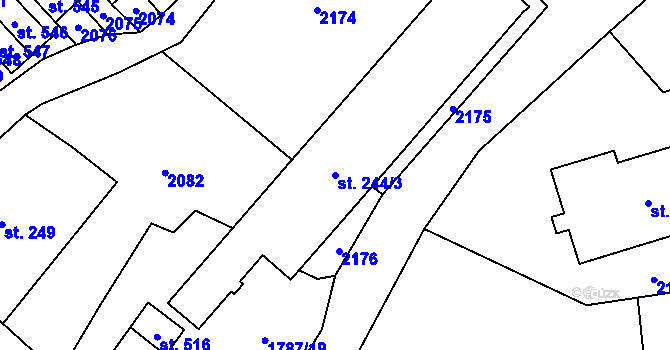 Parcela st. 244/3 v KÚ Ryžoviště, Katastrální mapa