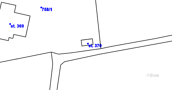 Parcela st. 370 v KÚ Ryžoviště, Katastrální mapa