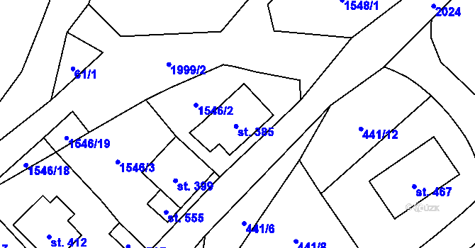 Parcela st. 385 v KÚ Ryžoviště, Katastrální mapa