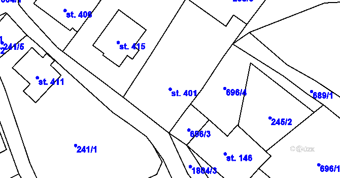 Parcela st. 401 v KÚ Ryžoviště, Katastrální mapa