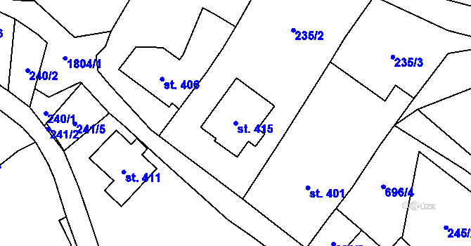 Parcela st. 415 v KÚ Ryžoviště, Katastrální mapa