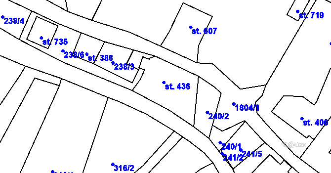 Parcela st. 436 v KÚ Ryžoviště, Katastrální mapa