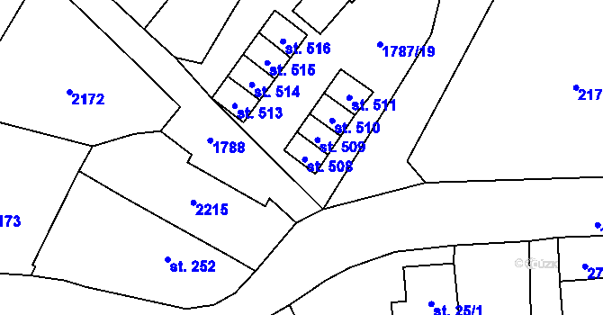 Parcela st. 508 v KÚ Ryžoviště, Katastrální mapa