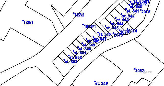 Parcela st. 549 v KÚ Ryžoviště, Katastrální mapa
