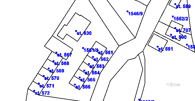 Parcela st. 561 v KÚ Ryžoviště, Katastrální mapa