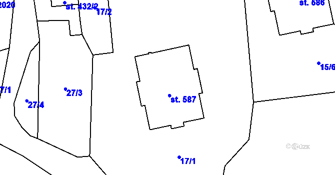 Parcela st. 587 v KÚ Ryžoviště, Katastrální mapa