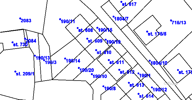 Parcela st. 610 v KÚ Ryžoviště, Katastrální mapa
