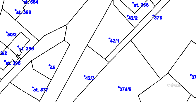 Parcela st. 42/1 v KÚ Ryžoviště, Katastrální mapa