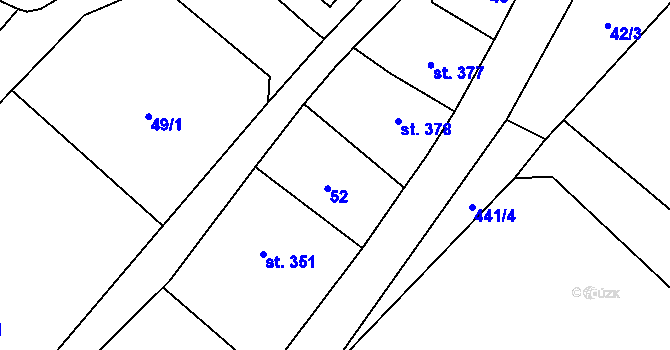Parcela st. 52 v KÚ Ryžoviště, Katastrální mapa