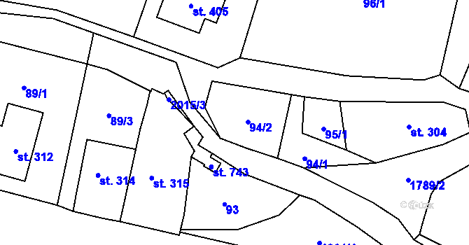 Parcela st. 94/2 v KÚ Ryžoviště, Katastrální mapa