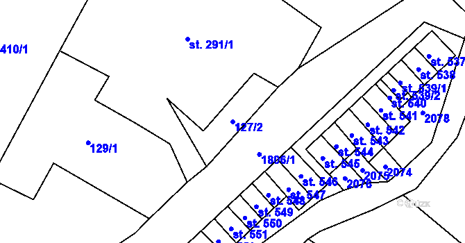 Parcela st. 127/2 v KÚ Ryžoviště, Katastrální mapa