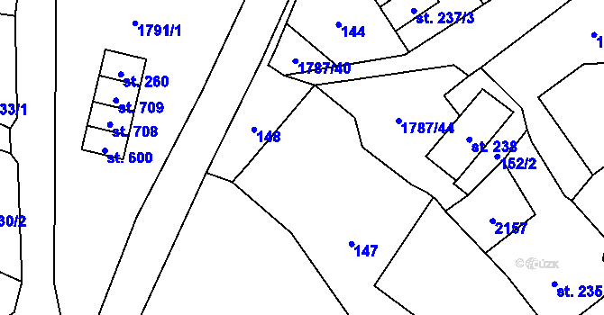 Parcela st. 147 v KÚ Ryžoviště, Katastrální mapa