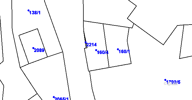Parcela st. 160/4 v KÚ Ryžoviště, Katastrální mapa
