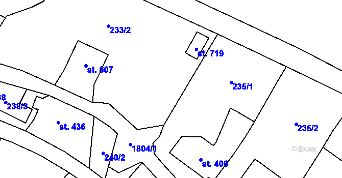 Parcela st. 233/4 v KÚ Ryžoviště, Katastrální mapa