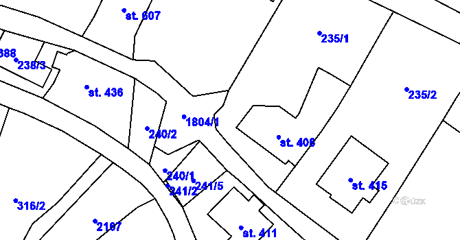 Parcela st. 242/1 v KÚ Ryžoviště, Katastrální mapa