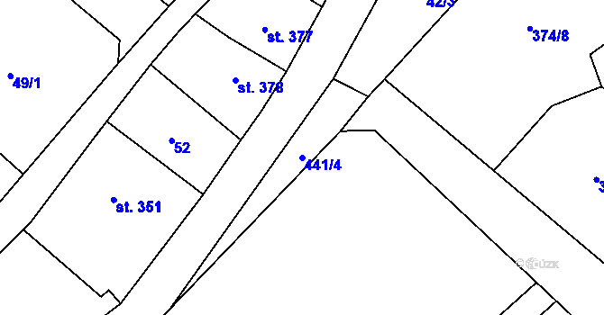 Parcela st. 441/4 v KÚ Ryžoviště, Katastrální mapa