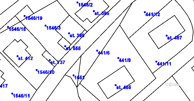 Parcela st. 441/6 v KÚ Ryžoviště, Katastrální mapa