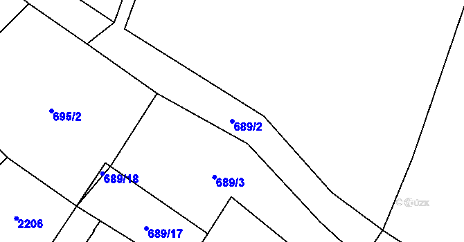 Parcela st. 689/2 v KÚ Ryžoviště, Katastrální mapa