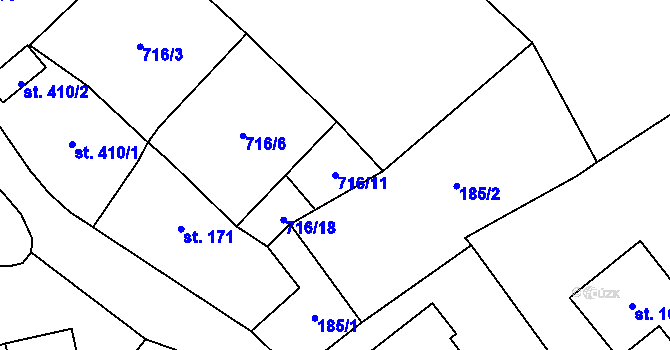 Parcela st. 716/11 v KÚ Ryžoviště, Katastrální mapa