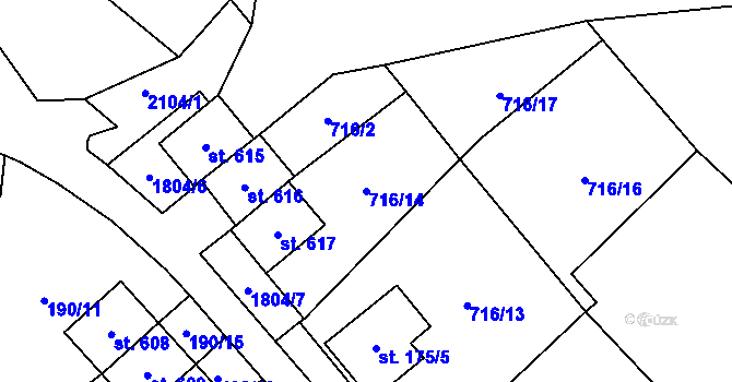 Parcela st. 716/14 v KÚ Ryžoviště, Katastrální mapa