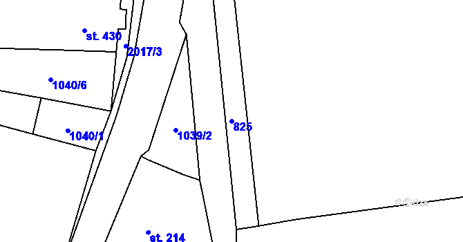 Parcela st. 825 v KÚ Ryžoviště, Katastrální mapa